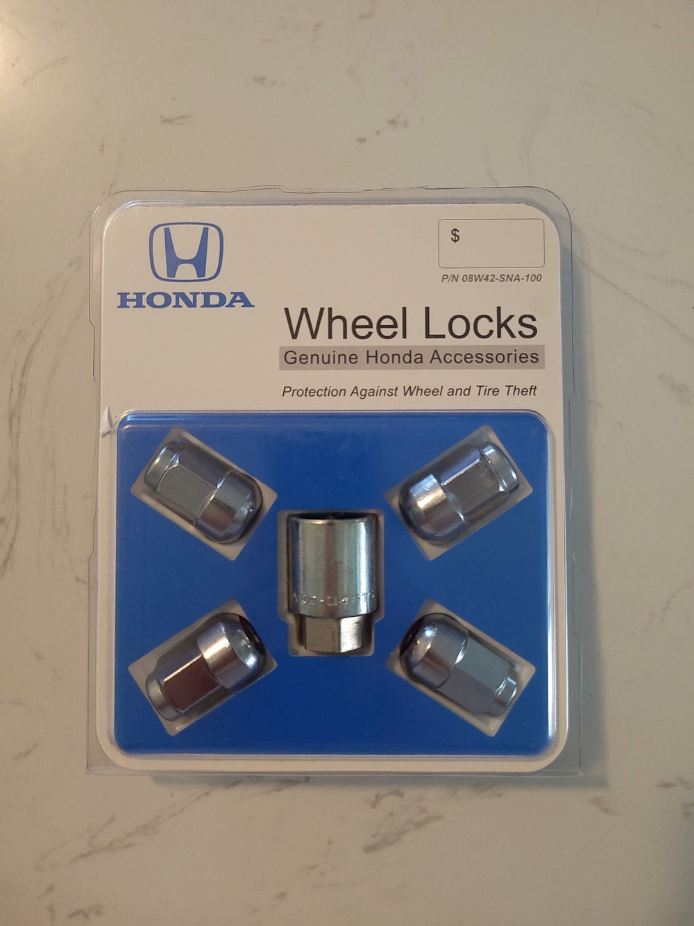 Genuine Honda Accessory Wheel Locks (P/N 08W42-SNA-100)
